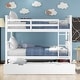preview thumbnail 2 of 11, Full over Full Bunk Bed with Twin Size Trundle and Ladder, White