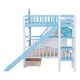 preview thumbnail 8 of 8, Full-Over-Full Castle Style Bunk Bed with 2 Drawers 3 Shelves and Slide - Blue