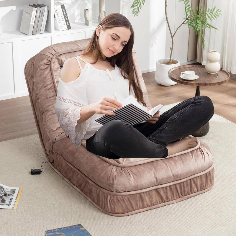 70" Adjustable Bean Bag Sofa Bed for Humans & Pets with Massage Pillow & 2 Soft Pillows , Velvet Waterproof Cover