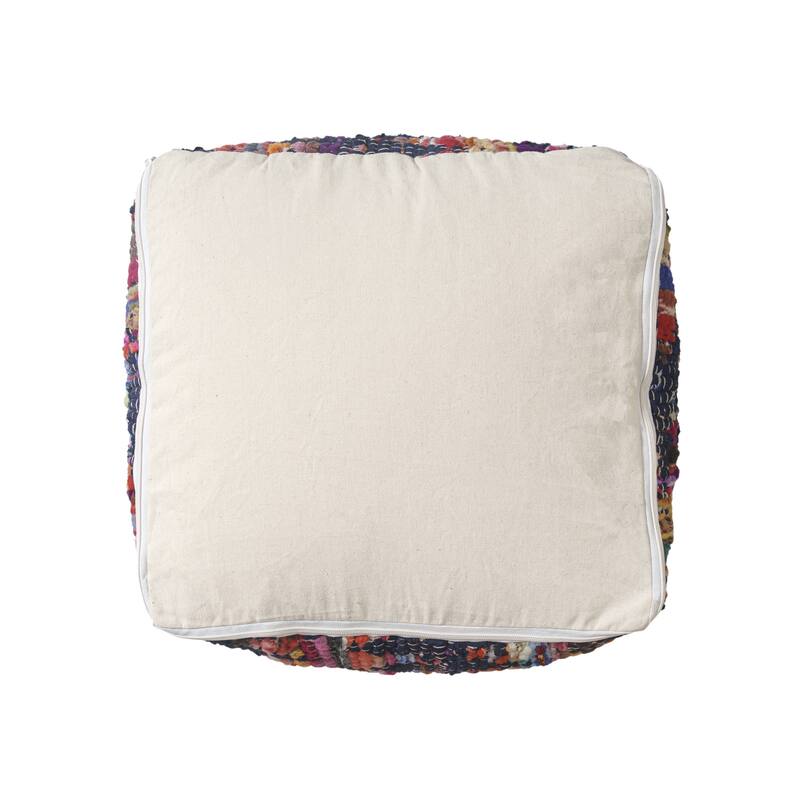 Sevita Denim Shabby Chic Bordered Design Hand-Made Pouf