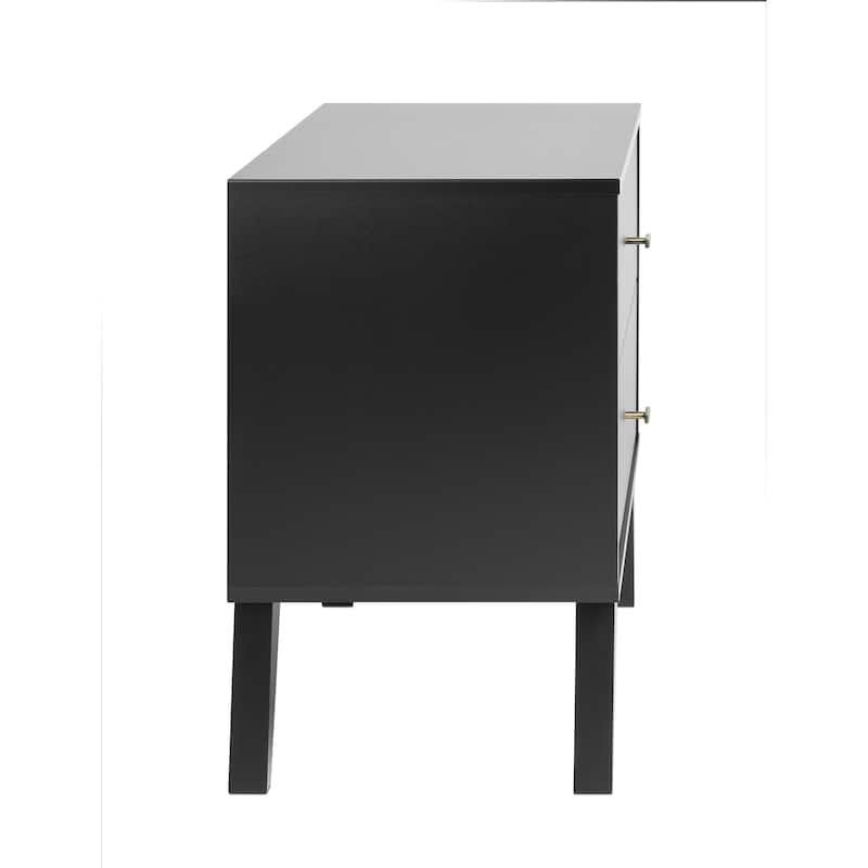 Prepac Milo Mid-Century Modern 2 Drawer Nightstand, Bedside Table, Contemporary Bedroom Furniture