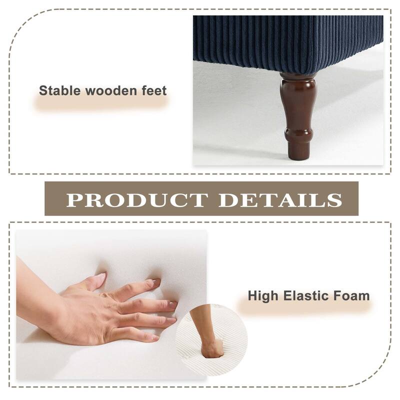 Corduroy L-shape Modular Corner Sectional Sofa with Reversible Storage Ottoman