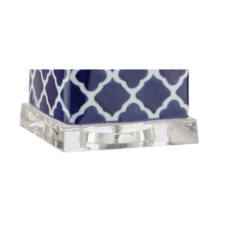 Swirl 23" Chinoiserie LED Table Lamp, Blue/White by JONATHAN Y
