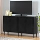 preview thumbnail 3 of 9, Anmytek 4-Door Black Rattan Buffet Sideboard Modern Accent Storage Cabinet with Adjustable Shelf - 63" W x 15.7" D x 35.4" H