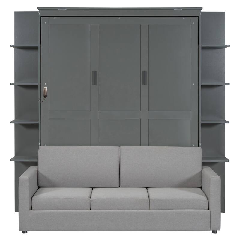 Queen Size Murphy Bed with Sofa - Convertible Wall Bed with Built-In Sofa for Living Rooms & Studio Apartments