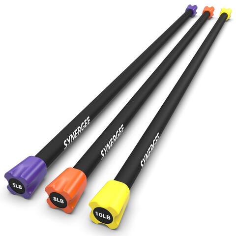 Synergee Workout Bar Combo Set - Multiple Weights Padded Weighted Bars  Body Bar Toning Exercises, Strength & Condition