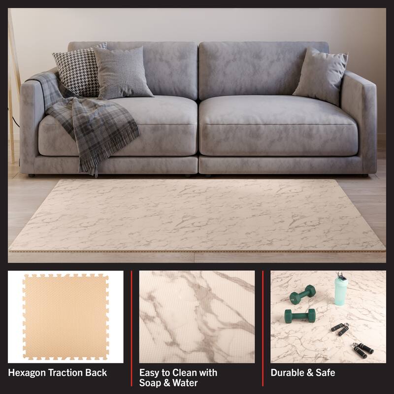 EVA Foam Floor Tiles 6-Pack - 24 SQFT Puzzle Mats - Interlocking Foam Tiles for Family Room or Gym Flooring by Stalwart