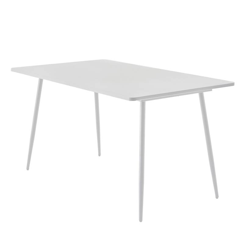Modern Rectangle Dining Table with 53-Inch Wide MDF Tabletop - White