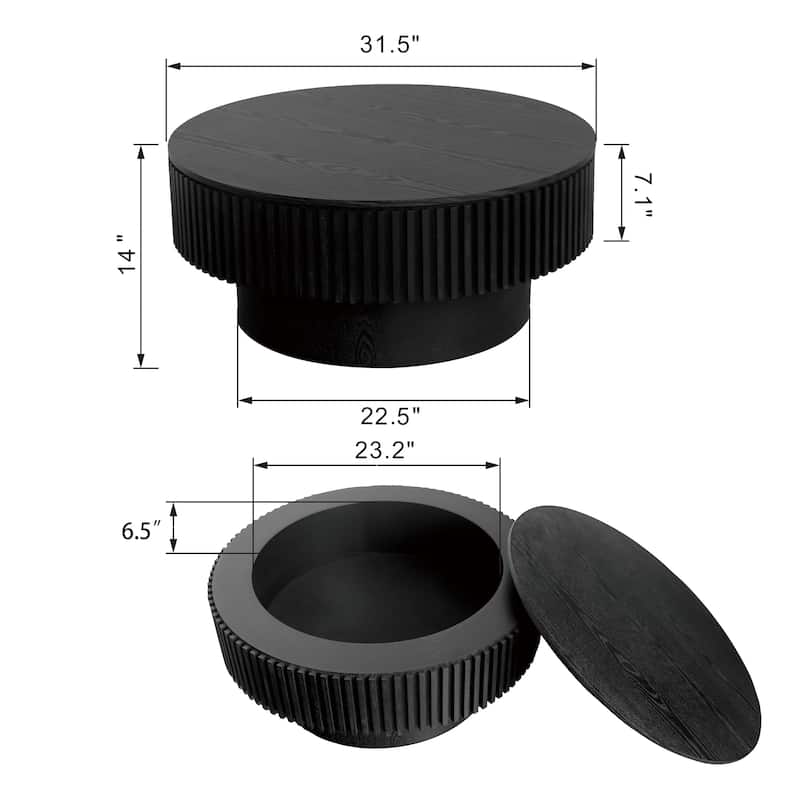 GDF Studio - Aveline 31.5 Inch Round Coffee Table with Storage
