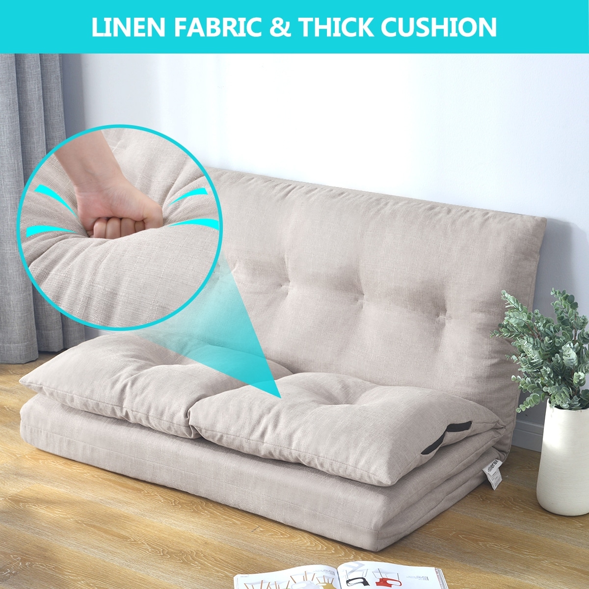 Merax Fabric Folding Floor Chaise Lounge for Small Space On Sale
