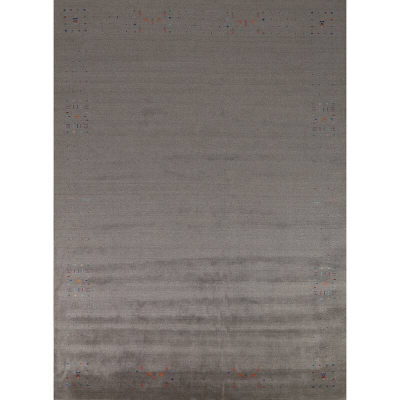 Hand Knotted Oriental 100% Wool Carpet Tribal Tribal Greys & Charcoal Gabbeh Area Rug - 12' 0'' X 9' 1''