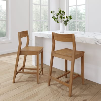 Plank and Beam Modern Counter Height Solid Wood Dining Chair - Set of 2