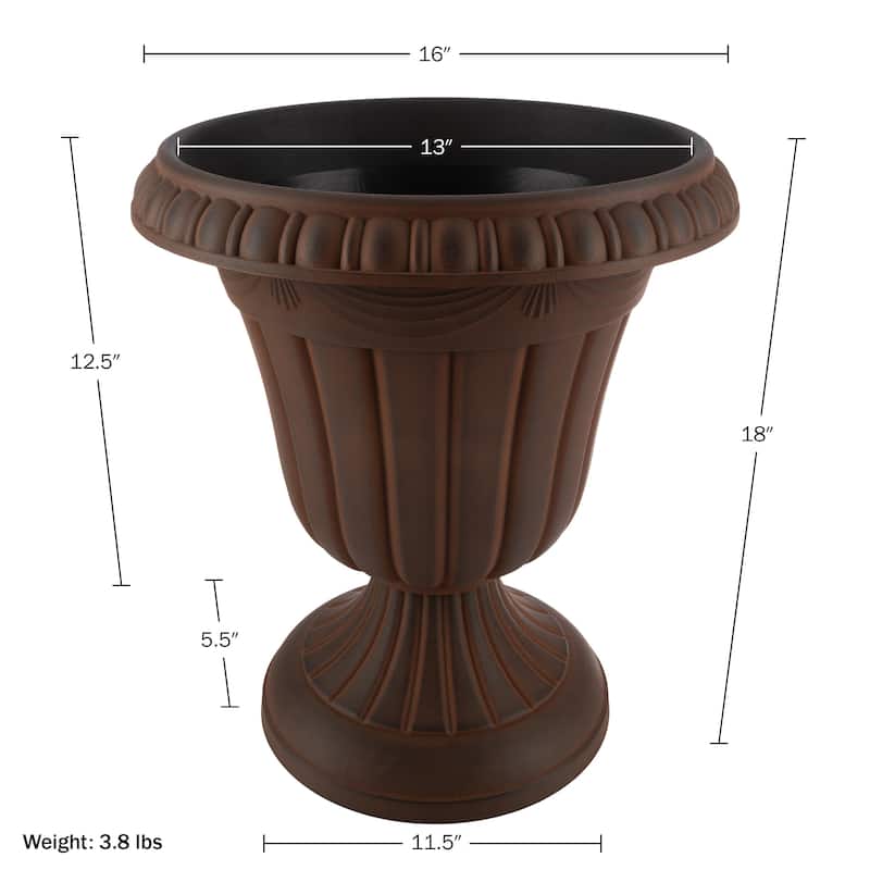 Pure Garden 16x18-Inch Outdoor Planter 2-Pack - Plastic Urn Planters