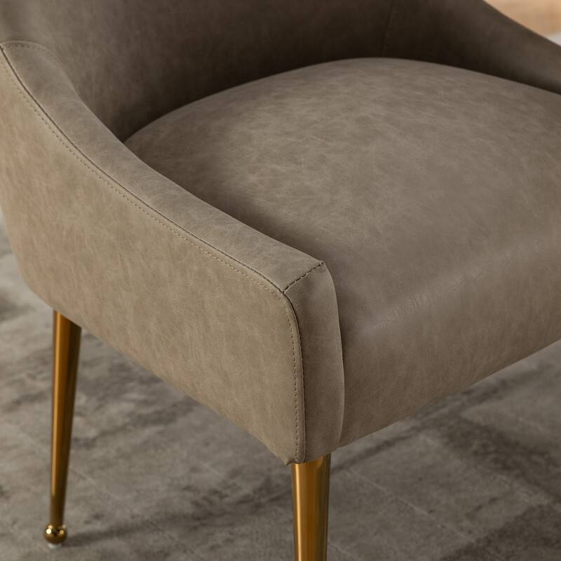SEYNAR Modern Glam PU Leather Dining Chair or Vanity Chair Set of 6 with Rear Handle