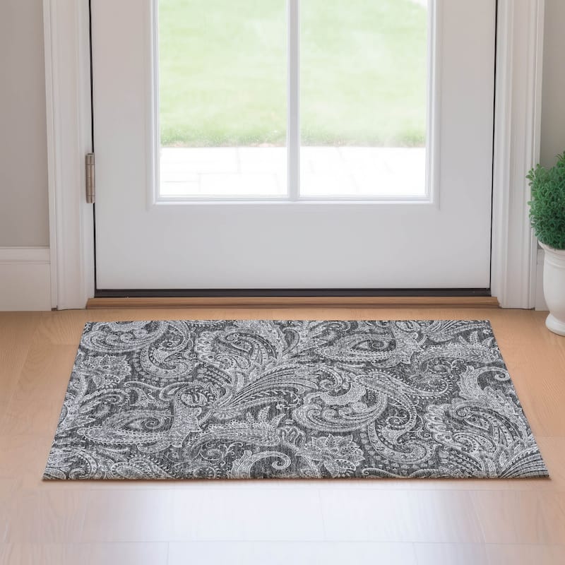 Premium Washable Super Soft Traditional Paisley Mayfield Rug - Gray - 1' 8" x 2' 6" - Rectangle
