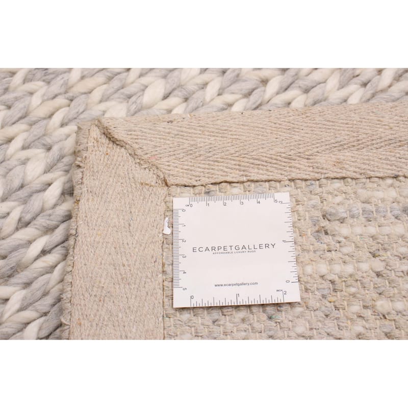 ECARPETGALLERY Braid weave Sienna Grey Wool Rug - 2'3 x 4'0