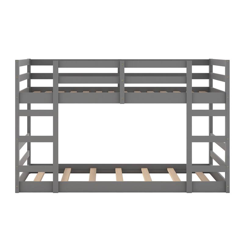 Solid Wood Twin Over Twin/Full Over Full Bunk Bed with Ladder and Safety Guardrails
