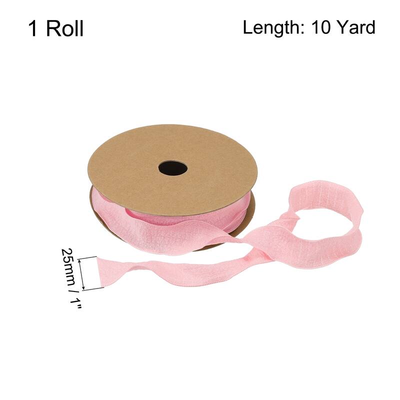 1 Inch 10 Yard Satin Double Ruffle Edge Ribbon Solid Color