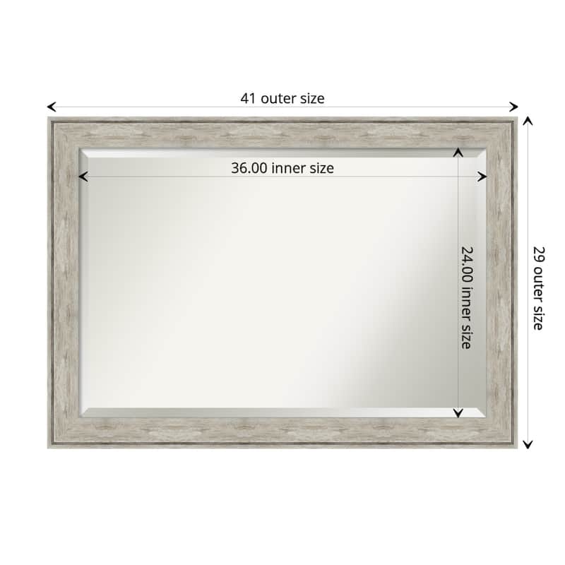 Beveled Bathroom Wall Mirror - Crackled Metallic Frame - Outer Size: 41 x 29 in - Crackled Metallic