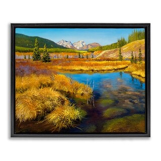 Stupell Lush Pond Landscape Framed Floater Canvas Wall Art Design By ...