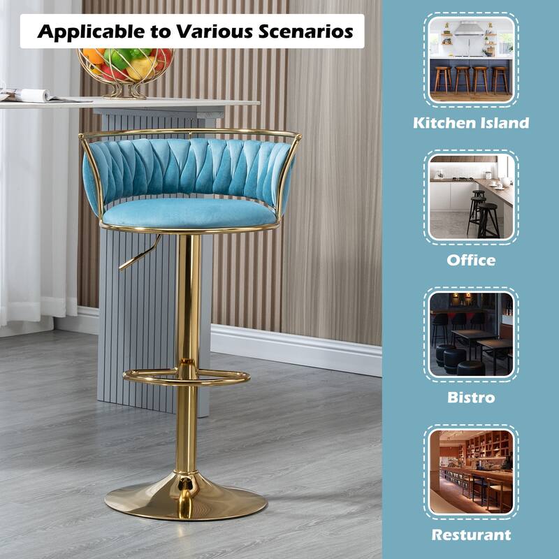 Modern Velvet 26" Adjustable Swivel Bar Stools (Set of 4)