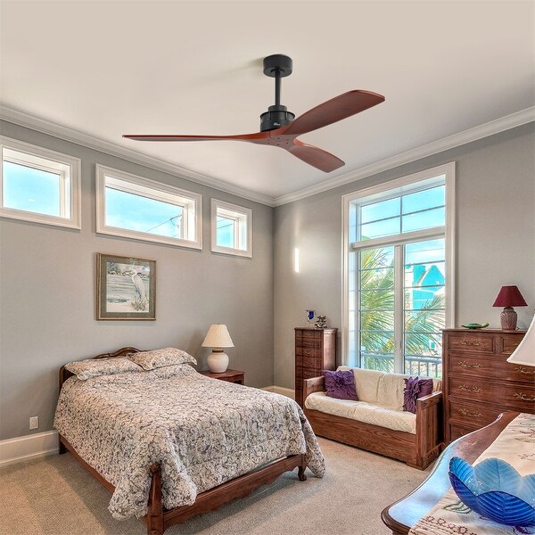60 Inch Solid Wood Ceiling Fan with Light and Remote