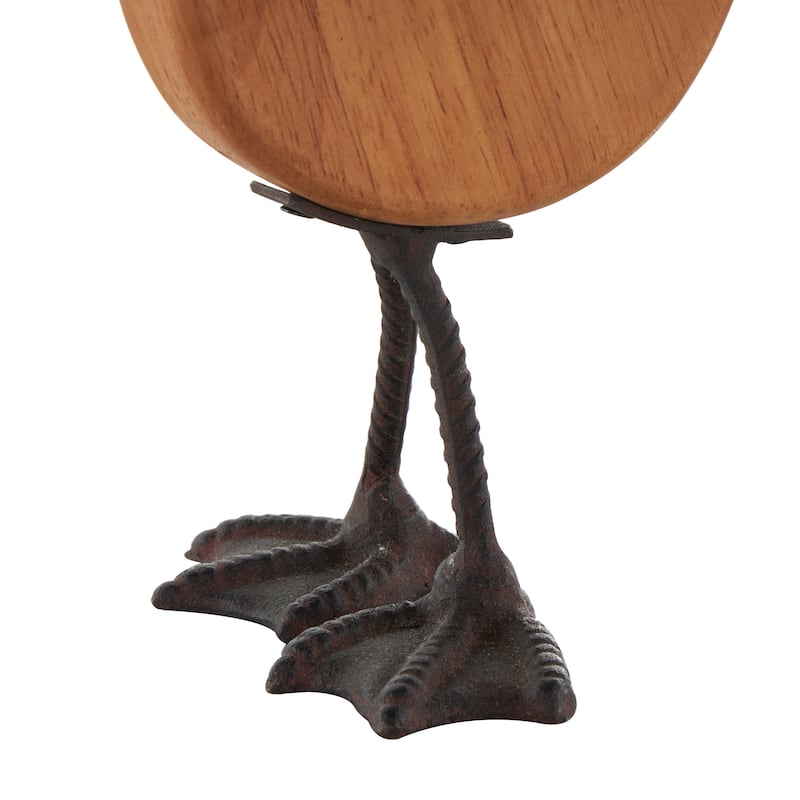 Brown Wood Abstract Minimalistic Duck Decorative Garden Sculpture with Black Metal Feet (Set of 2)