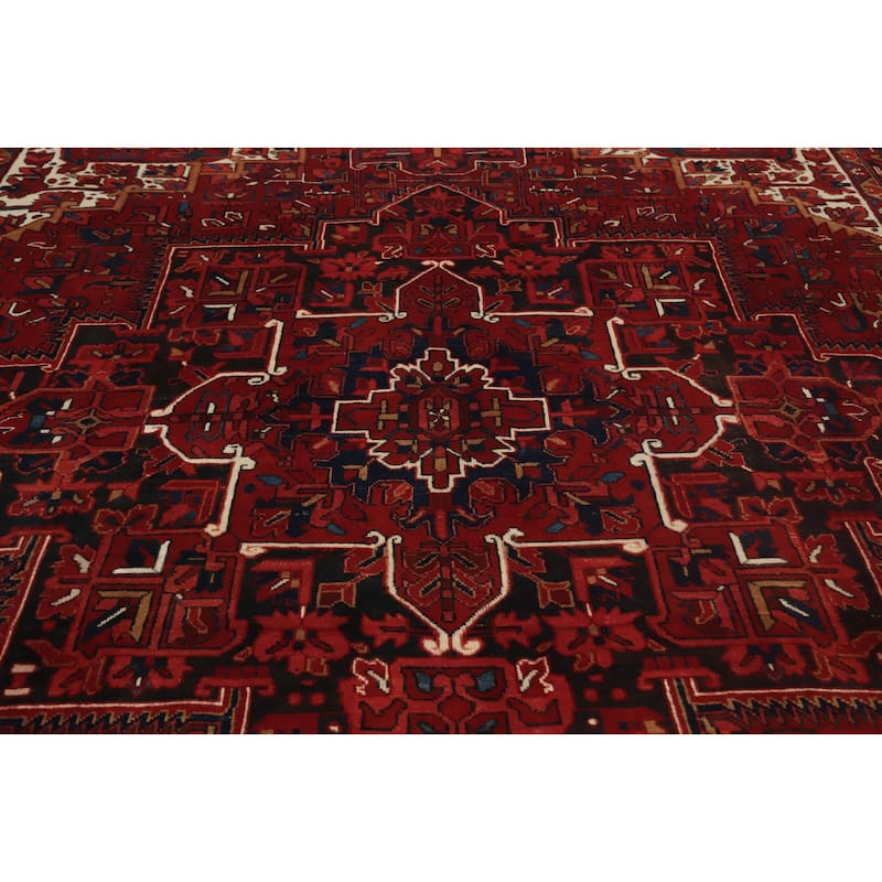 Hand Knotted Oriental 100% Wool Carpet Traditional Medallion Red Heriz Area Rug - 12' 4'' X 9' 6''