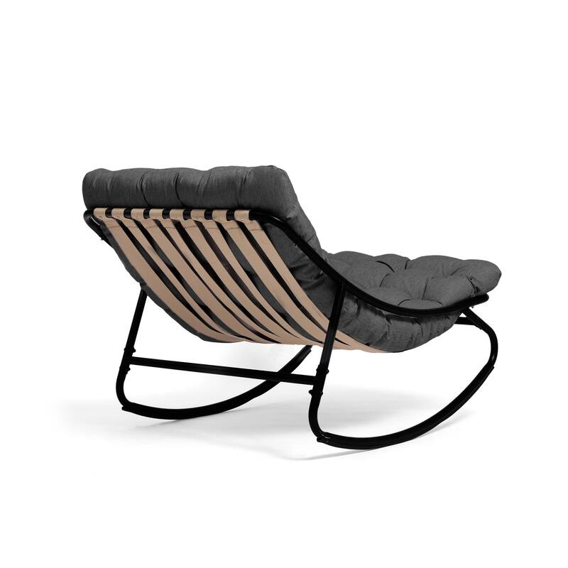 Outdoor Patio Scoop Rocking Lounge Chair with Cushions