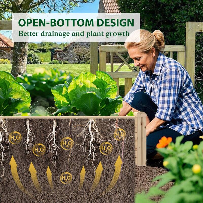 VEIKOUS Natural Wood Raised Garden Bed, Outdoor Planter Box for Vegetables, Flowers, Herbs, Natural Brown