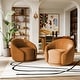 preview thumbnail 25 of 80, 34" Wide 2 Set Velvet/ Boucle Barrel Swivel Chair Orange-Velvet