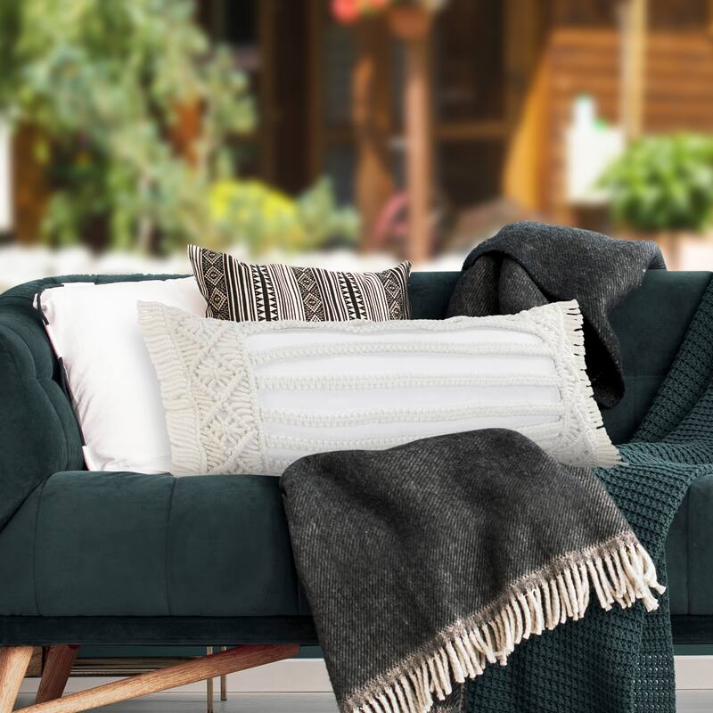 Sevita Hand Made Macrame Indoor Outdoor Throw Pillow