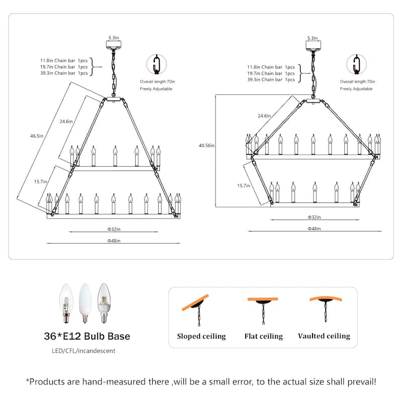 Farmhouse Industrial Style Ceiling Light, 2-Tier 36-Light Wagon Wheel Chandelier, for High-Ceilinged Living Rooms Dining Rooms