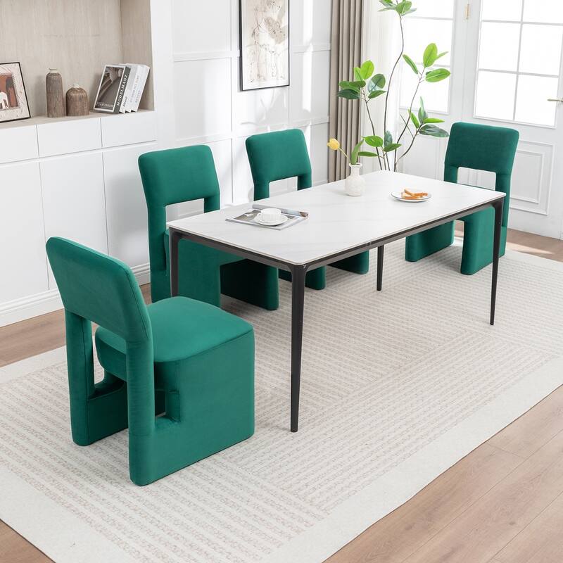 SEYNAR Modern Velvet Upholstered Armless Dining Chair Set of 4