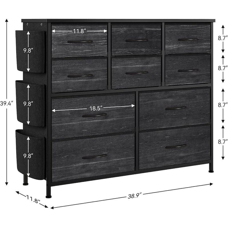 Dresser for Bedroom, 10 Drawers Fabric Storage Drawer, Dressers & Chest of Drawers