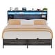 preview thumbnail 30 of 75, Bed Frame with Charging Station and RGB LED Lights, Sturdy Platform Bed with Storage Headboard,