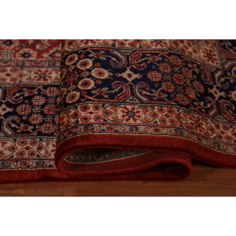 Orange Geometric Meymeh Indian Area Rug Hand-Knotted Wool Carpet - 8'8"x 11'4"