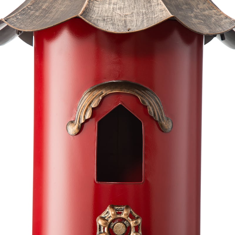 Glitzhome 32"H Farmhouse Retro Metal Pagoda Birdhouse with Bronze Roof