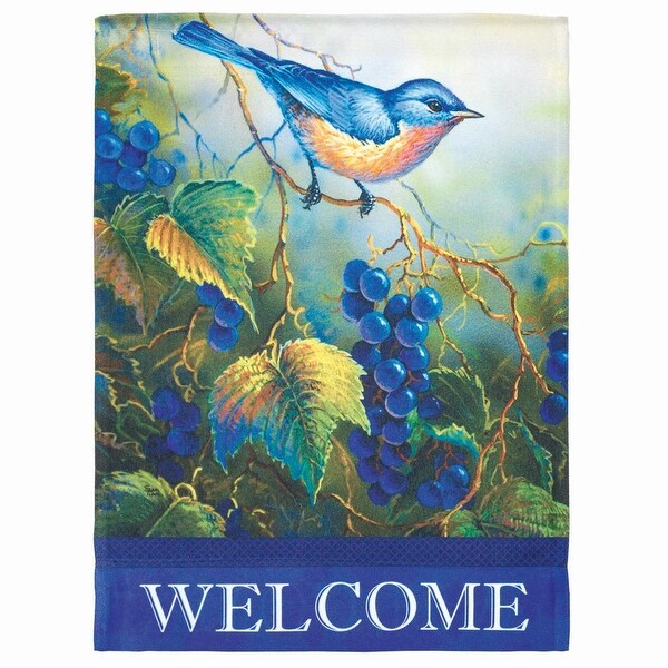Green and Blue Bird "Welcome" Printed Outdoor Garden Flag 18" x 13" - N/A