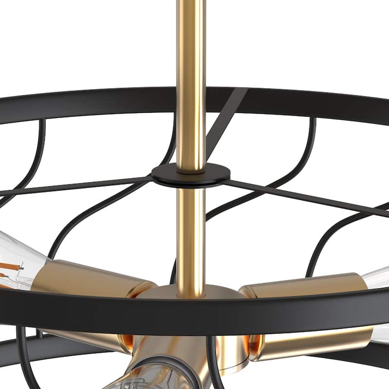 YANSUN 16.5 in. 3-Light Black and Gold Drum Metal Semi-recessed Ceiling light Modern Mininalit Semi-Flush Mount t for kKitchen