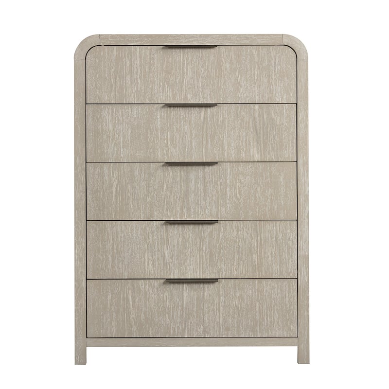 Roundhill Furniture Tavari Contemporary 5-Drawer Wood Chest, Light Gray