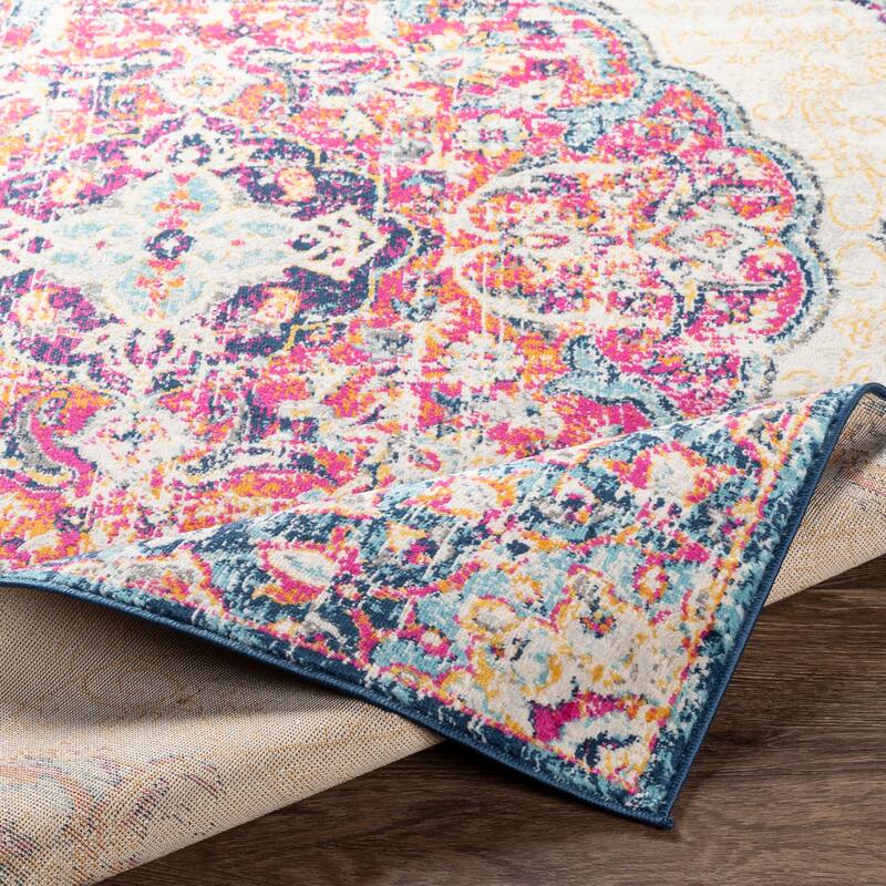 Livabliss Okeefe Vibrant Floral Medallion Area Rug