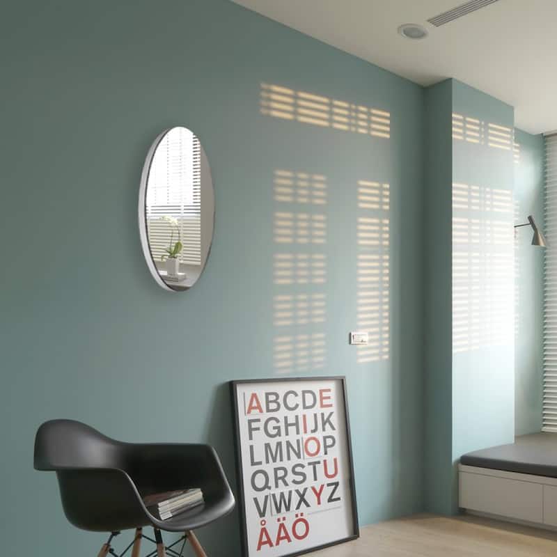 25" Round Mirror Frameless Beveled Wall Mounted Bathroom Mirror - White