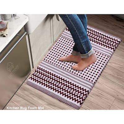 Cotton Kitchen Mat Cushioned Anti-Fatigue Rug, Non-Slip Mats Comfort Foam Rug for Kitchen, Office, Sink, Laundry - 18''x30''