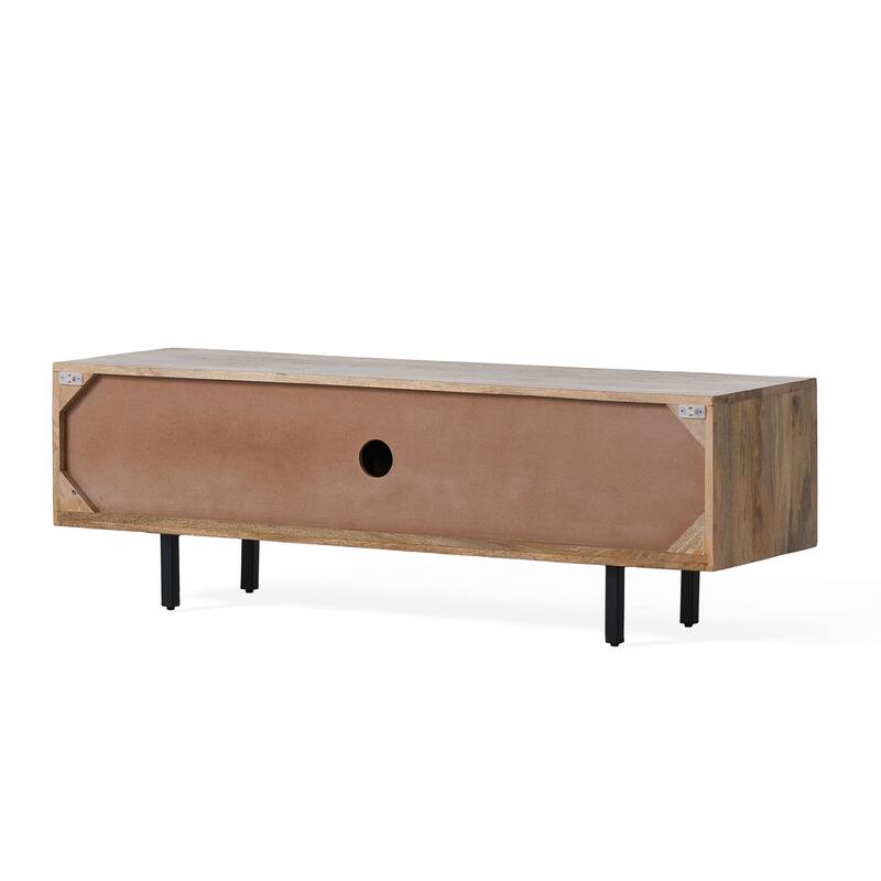 Handcrafted Boho Mango Wood and Iron TV Stand with Storage Cabinets for TVs up to 59 Inches