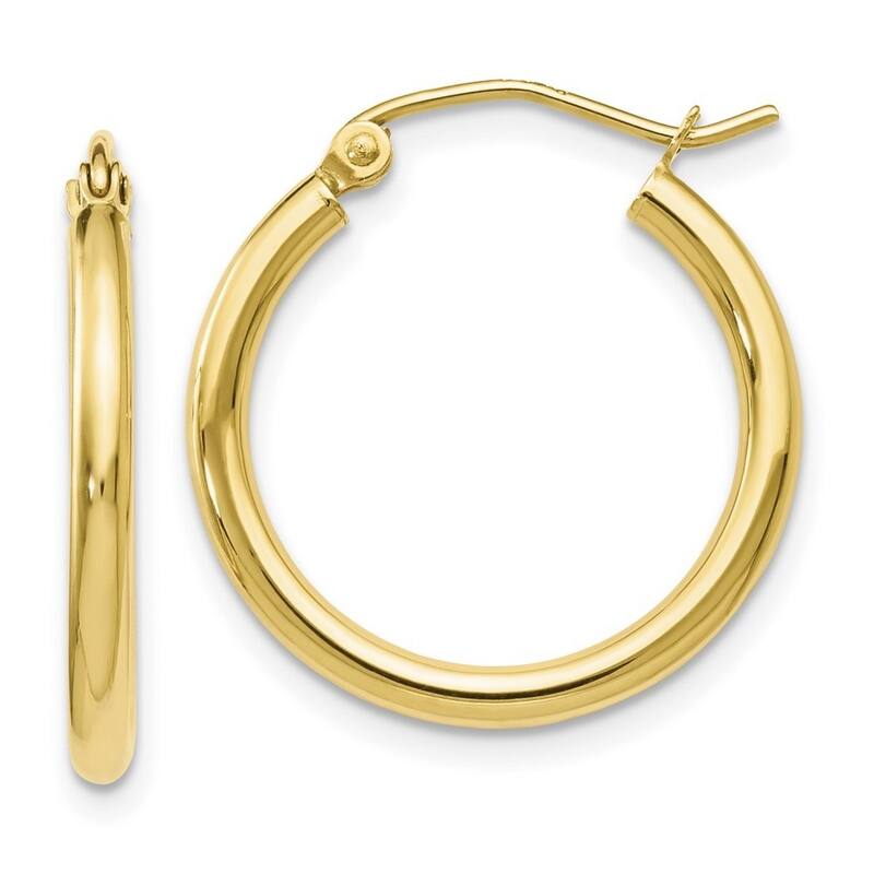 Curata 10k Yellow Gold Polished Hinged 20x2mm Round Hoop Earrings