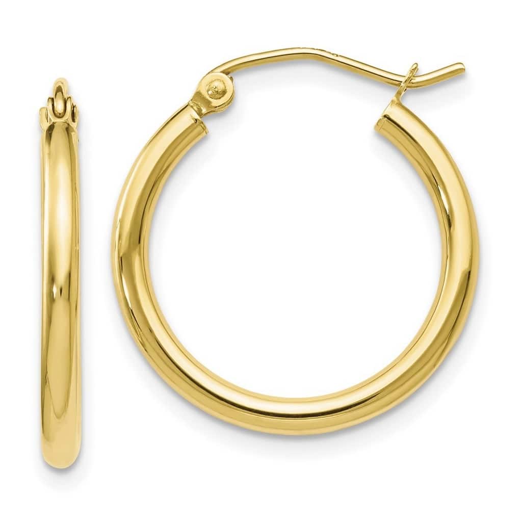 Curata 10k Yellow Gold Polished Hinged 20x2mm Round Hoop Earrings