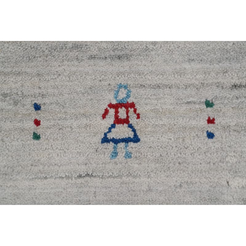 Hand Knotted Oriental Viscose Silk Carpet Tribal Animal Pictorial Greys & Charcoal Gabbeh Area Rug - 11' 10'' X 5' 2''
