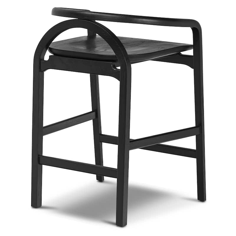 Poly & Bark Yokohama Counter Stool in Black - Solid Oak Wood