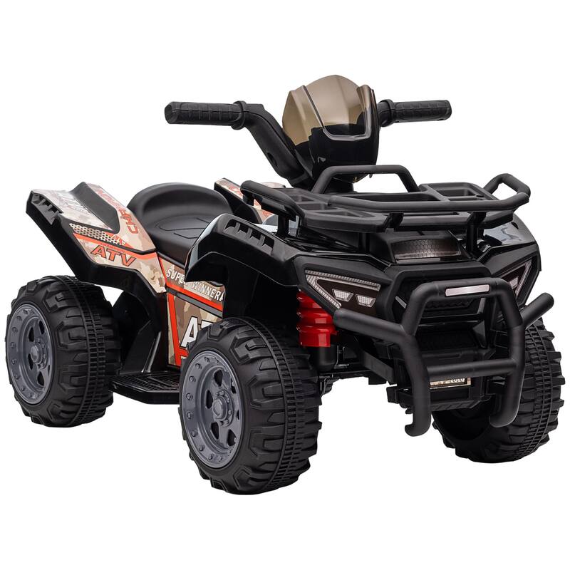 Four-Wheel Beach Car for Kids, Black Ride on Motor Vehicle Toy with Music, Battery Powered Electric Vehicle for Lawn